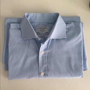 Charles Tyrwhitt Blue Checkered Button Down Shirt Slim Fit Men’s Size 16 1/2/33”